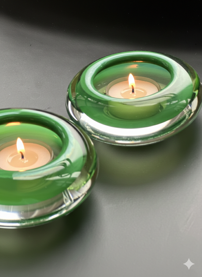 Hanne Dreutler Studio Åhus 2000 signed Swedish Studio Glass Votive Holders