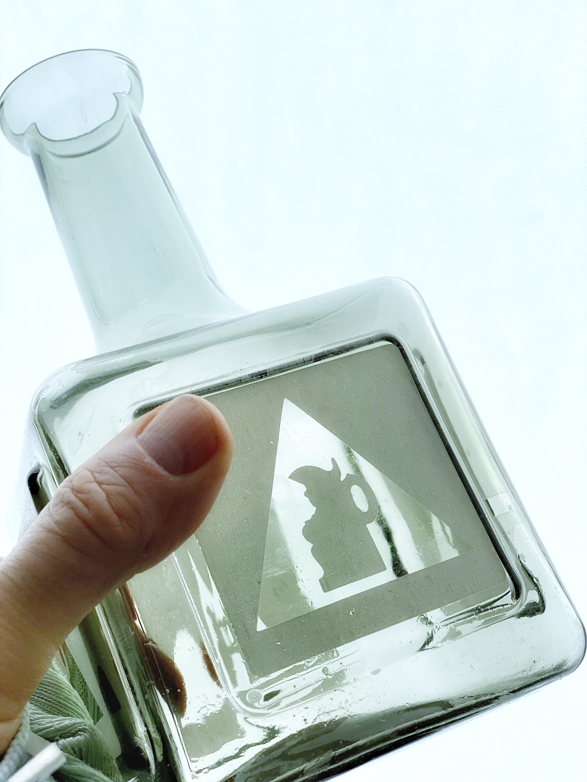 1970s Bass Charrington smoked glass bottle. With frosted ‘Toby Jug’ logo.