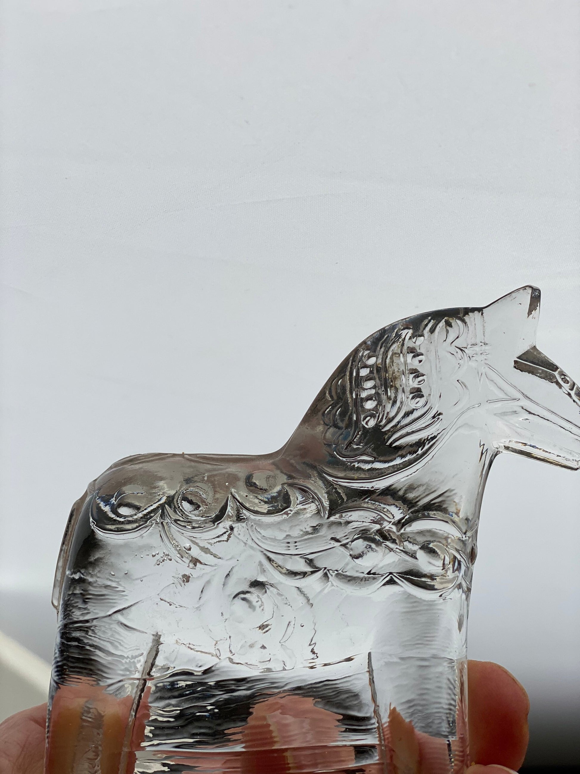 Vintage Dala horse Lindshammar Sweden Crystal Glass Ornament