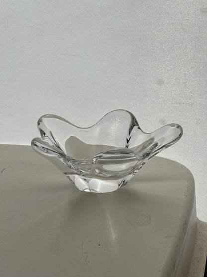 Vintage Mid Century Daum France Crystal Clear Freeform Art Glass Bowl Sculpture