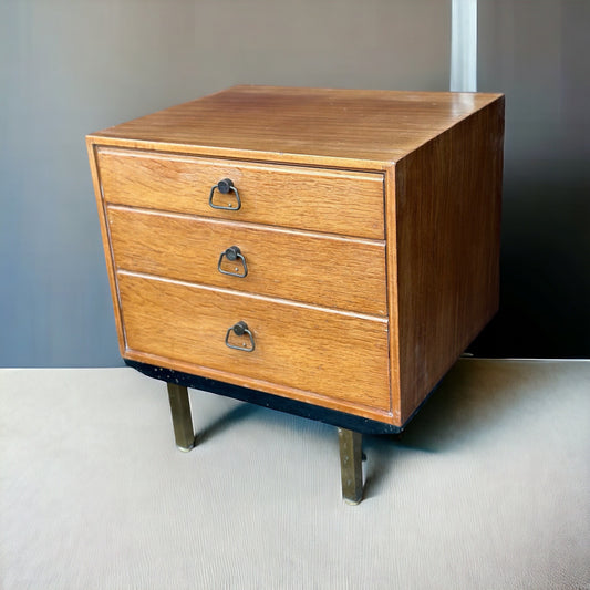 A Scandinavian Midcentury Teak Three Drawer Chest of Drawers Bedside Cabinet 1960s