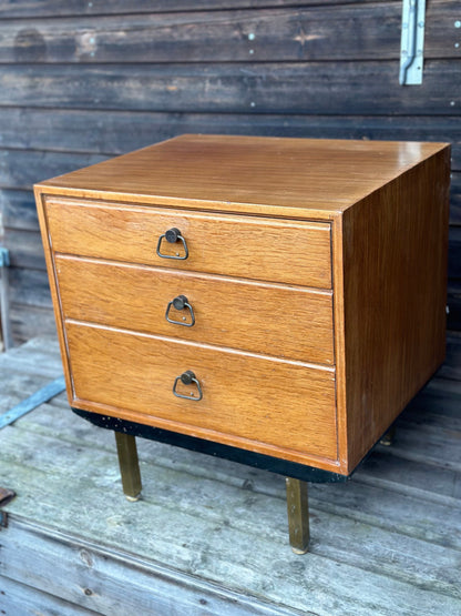 A Scandinavian Midcentury Teak Three Drawer Chest of Drawers Bedside Cabinet 1960s