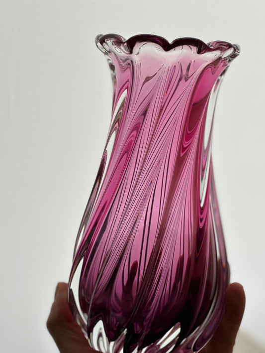 Vintage Art Glass Vase by Josef Hospodka Sklo