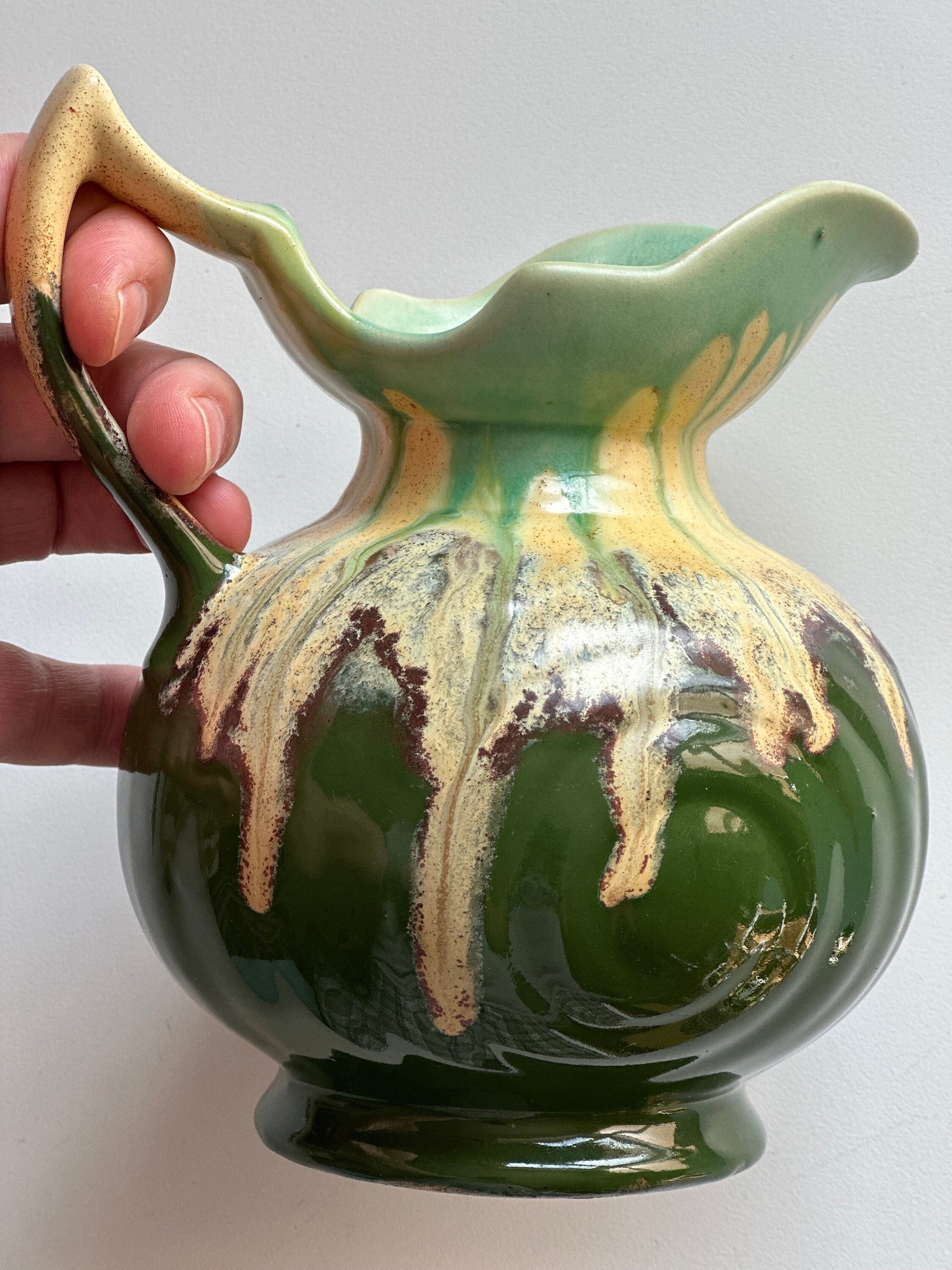 Faïencerie de Thulin Art Deco Ceramic Vase / Thulin Small Pitcher / Antique Belgium Pottery