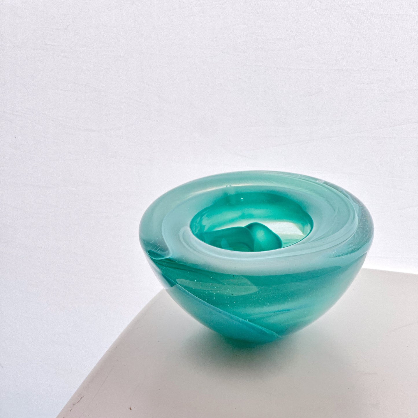 Vintage Kosta Boda Turquoise Blue Atoll Geode Bowl Votive Anna Ehrner