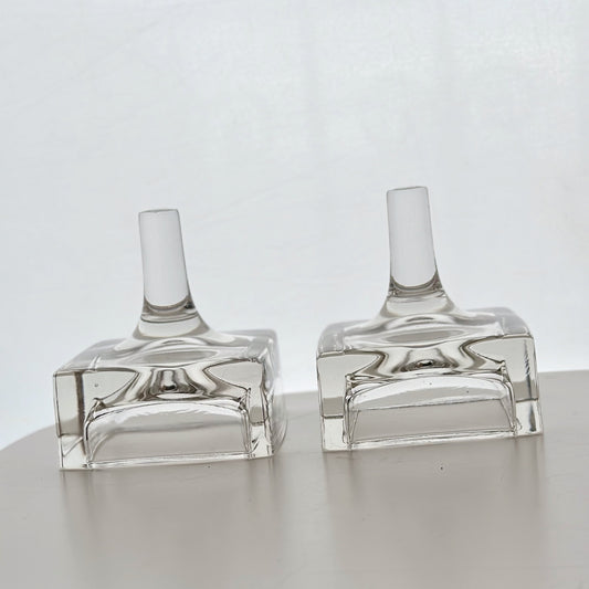 Dansk Design ‘Spike’ Candleholders, Jens Harald Quistgaard Clear Glass Vintage Priced as a Pair