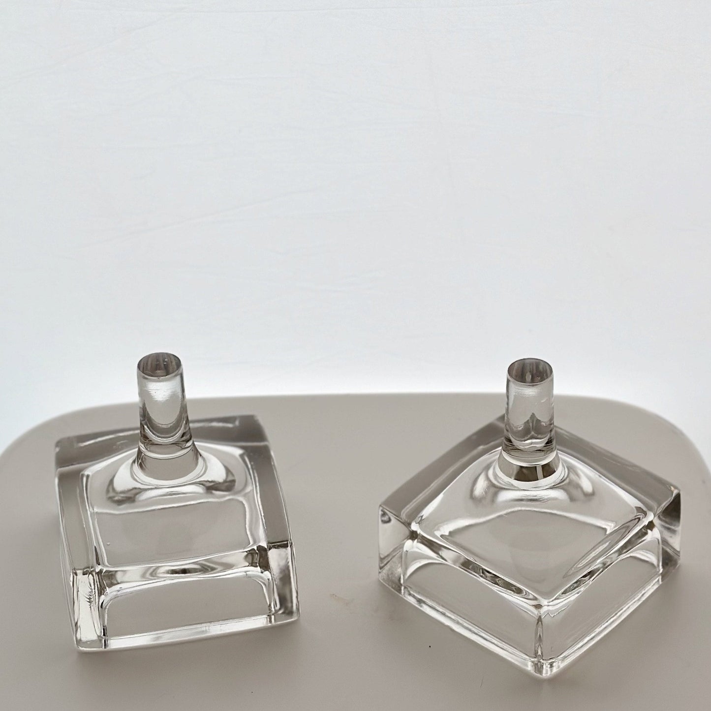 Dansk Design ‘Spike’ Candleholders, Jens Harald Quistgaard Clear Glass Vintage Priced as a Pair