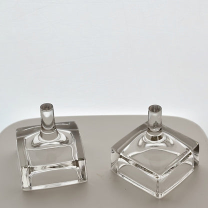 Dansk Design ‘Spike’ Candleholders, Jens Harald Quistgaard Clear Glass Vintage Priced as a Pair