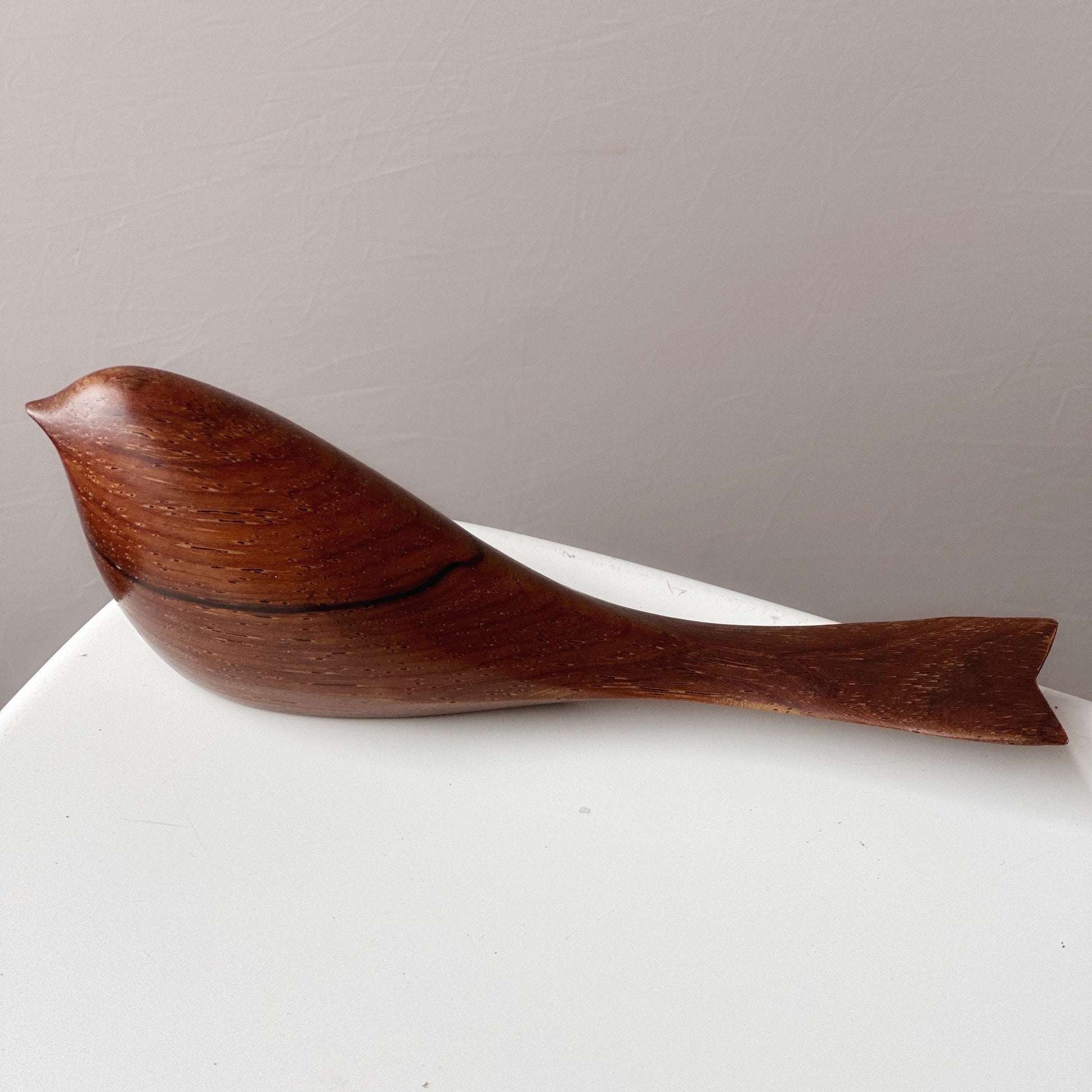 Rare Midcentury John Fox Carved Bird Sculpture in Teak Signed Scandinavian Danish style