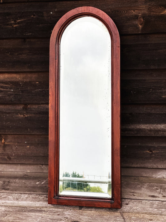 Arched Wall Mirror 19th / early 20th century with minimalist mahogany frame Edwardian Modernism