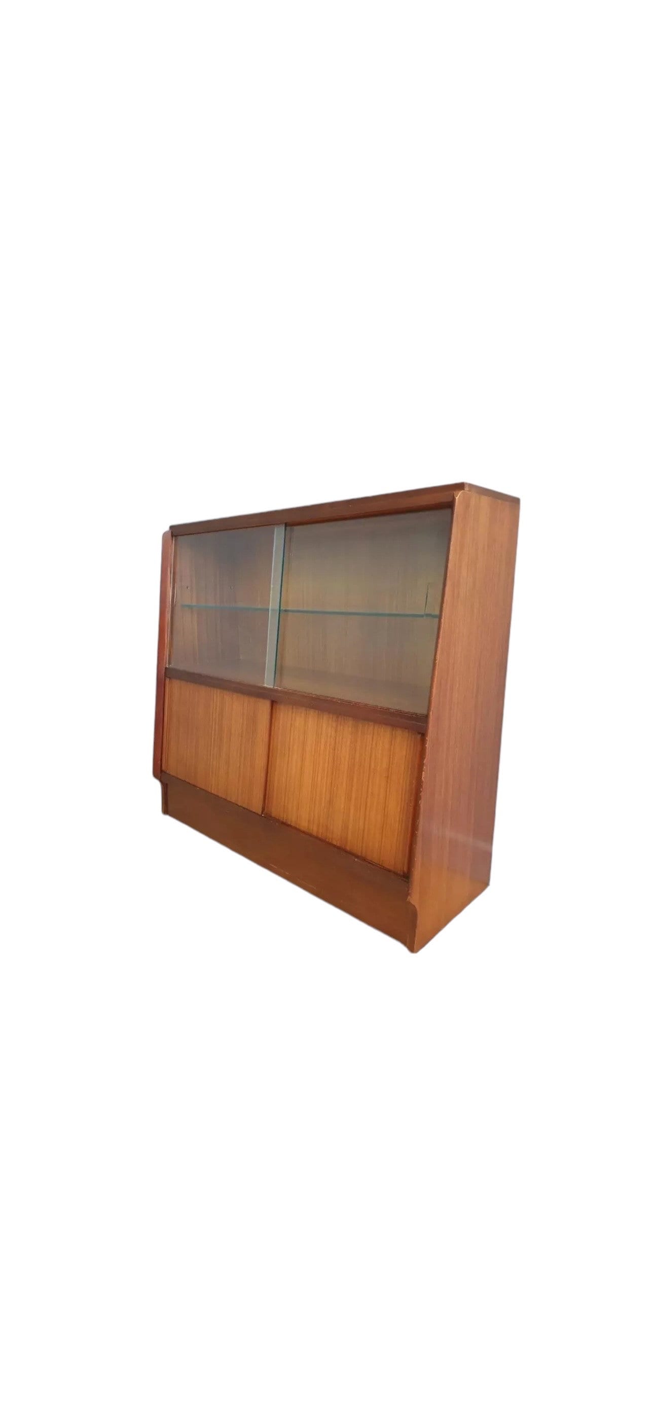 Mid Century Vintage G Plan E Gomme 1950s Angled Glazed Bookcase Display Cabinet