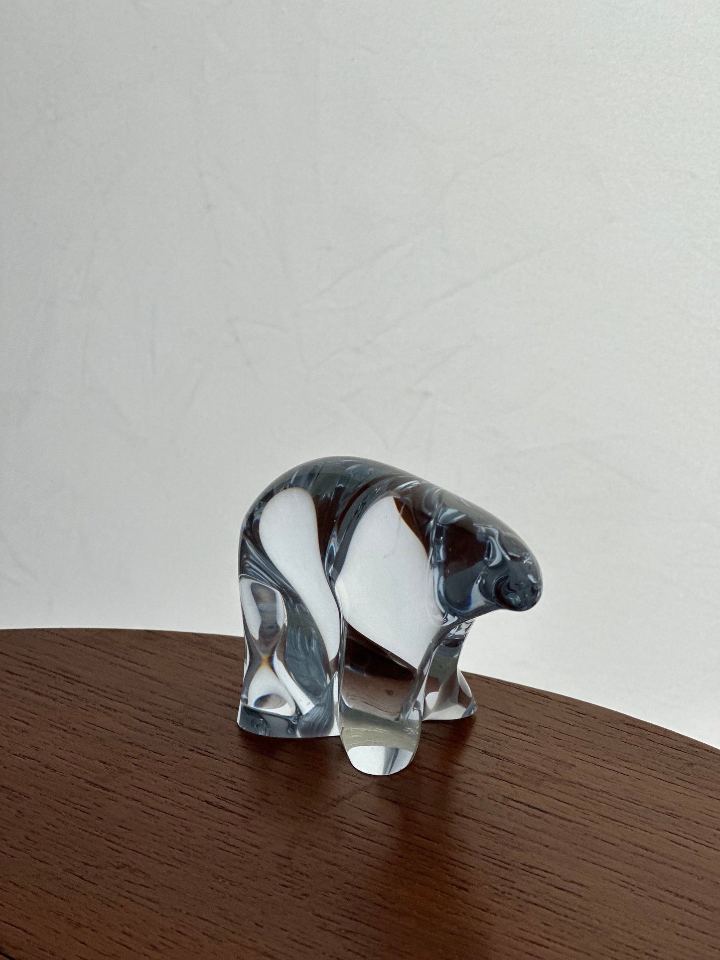 Midcentury Vintage Randsfjord Norway Clear Crystal Polar Bear Figurine Art Glass 1960s 70s