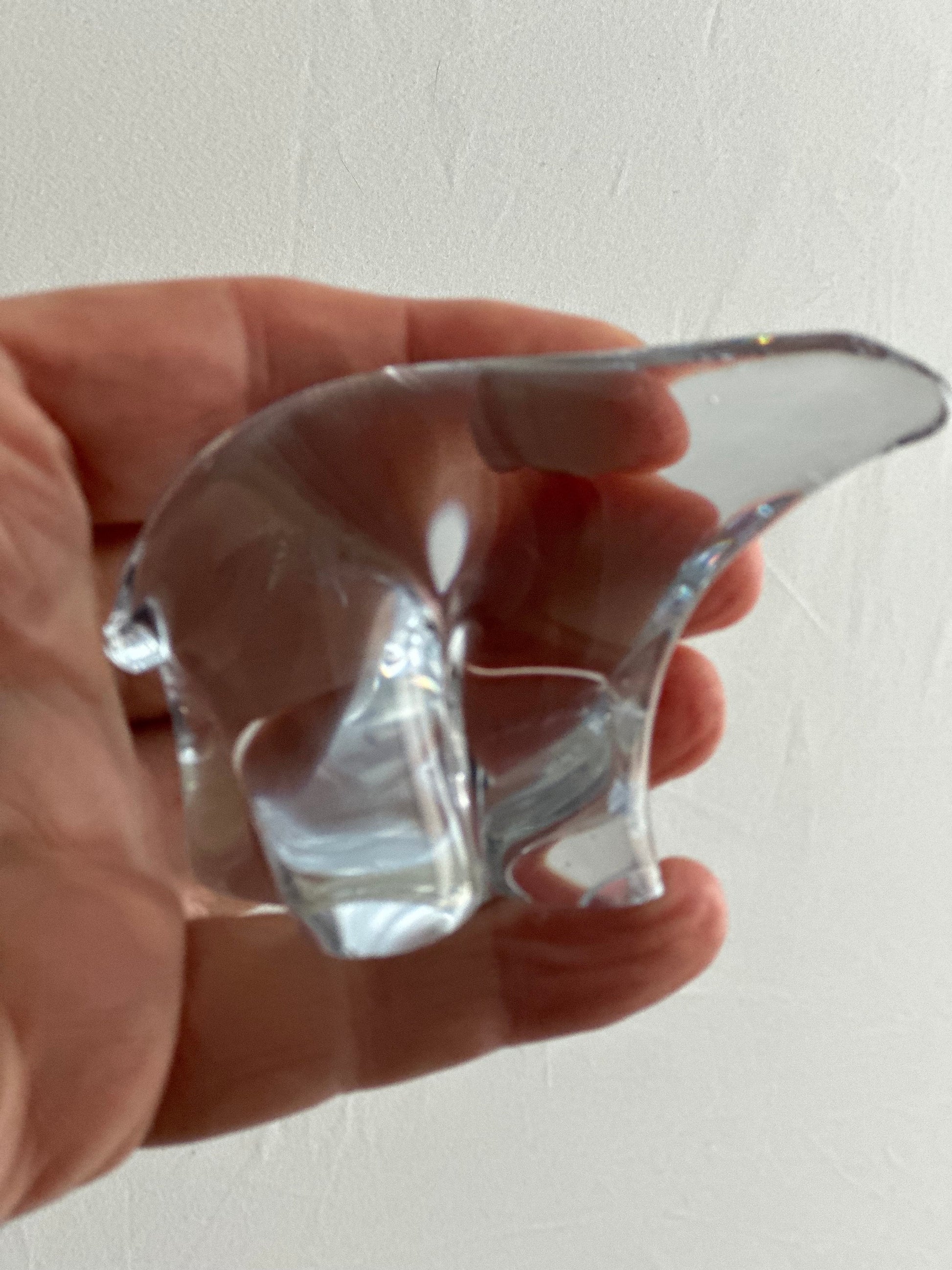 Midcentury Vintage Randsfjord Norway Clear Crystal Polar Bear Figurine Art Glass 1960s 70s