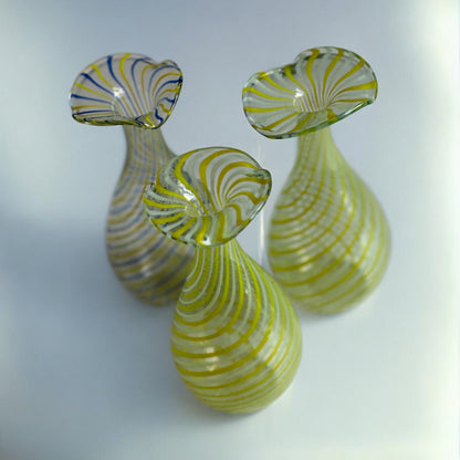 1960s Lauscha vases / table vase / thread glass pattern / empoli influence