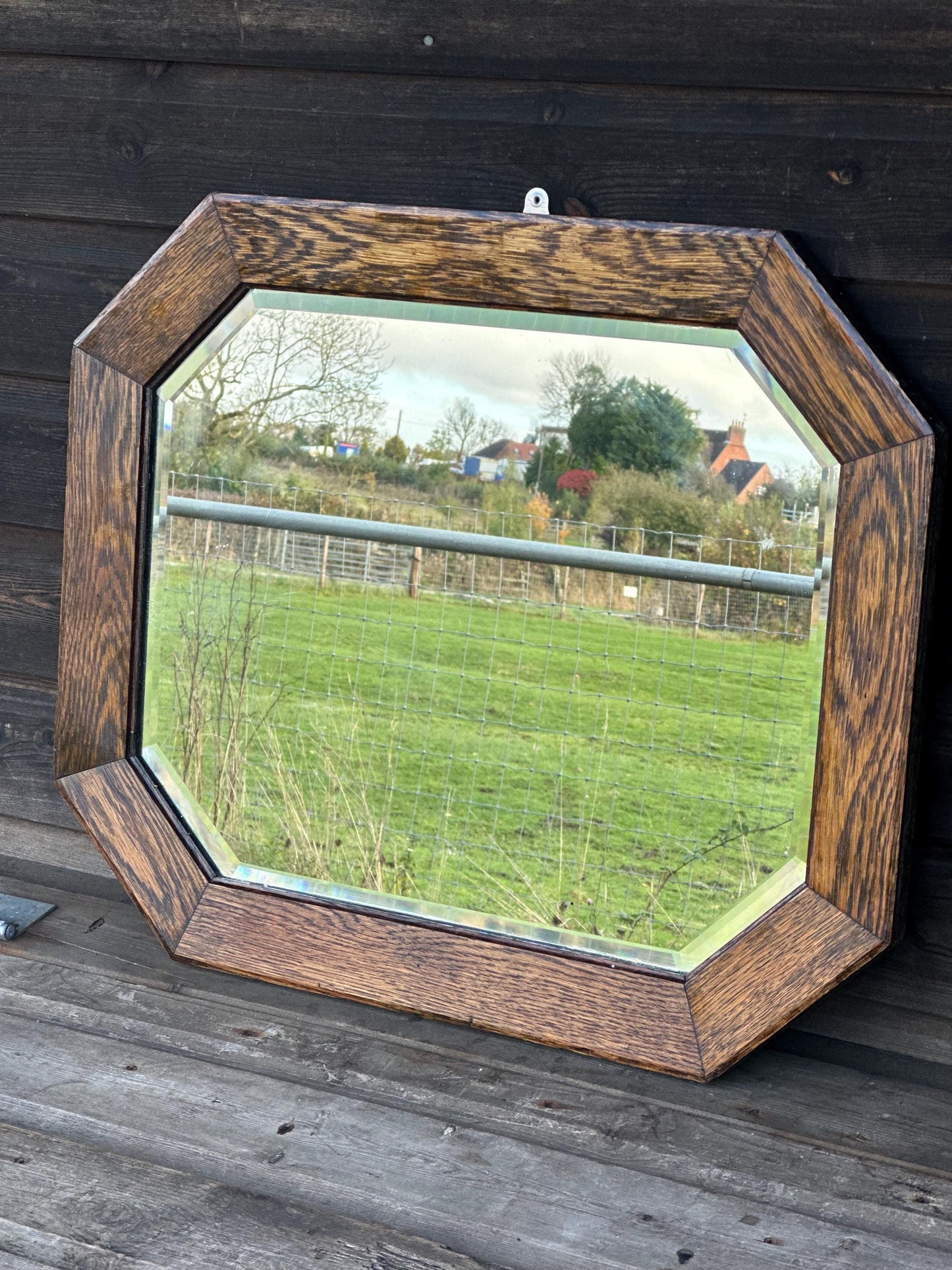 ArcWall Mirror 19th / early 20th Century with Oak Frame Art and Craft Victorian