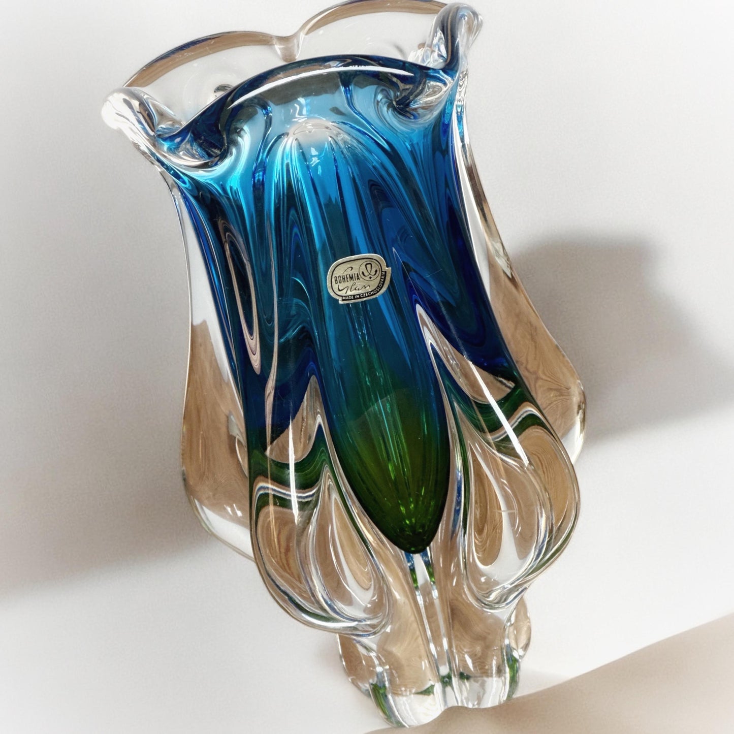 Bohemia Art Glass Vase By Jozef Hospodka Chribska Glassworks Czechoslovakia 1960s