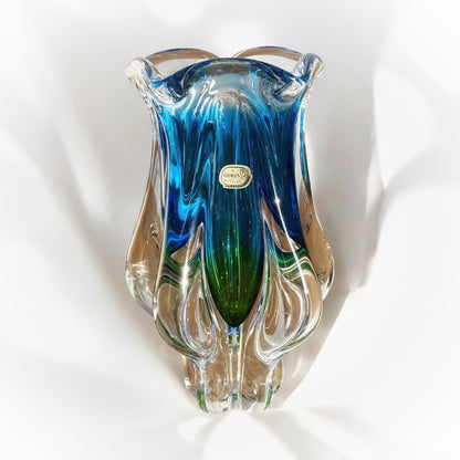 Bohemia Art Glass Vase By Jozef Hospodka Chribska Glassworks Czechoslovakia 1960s