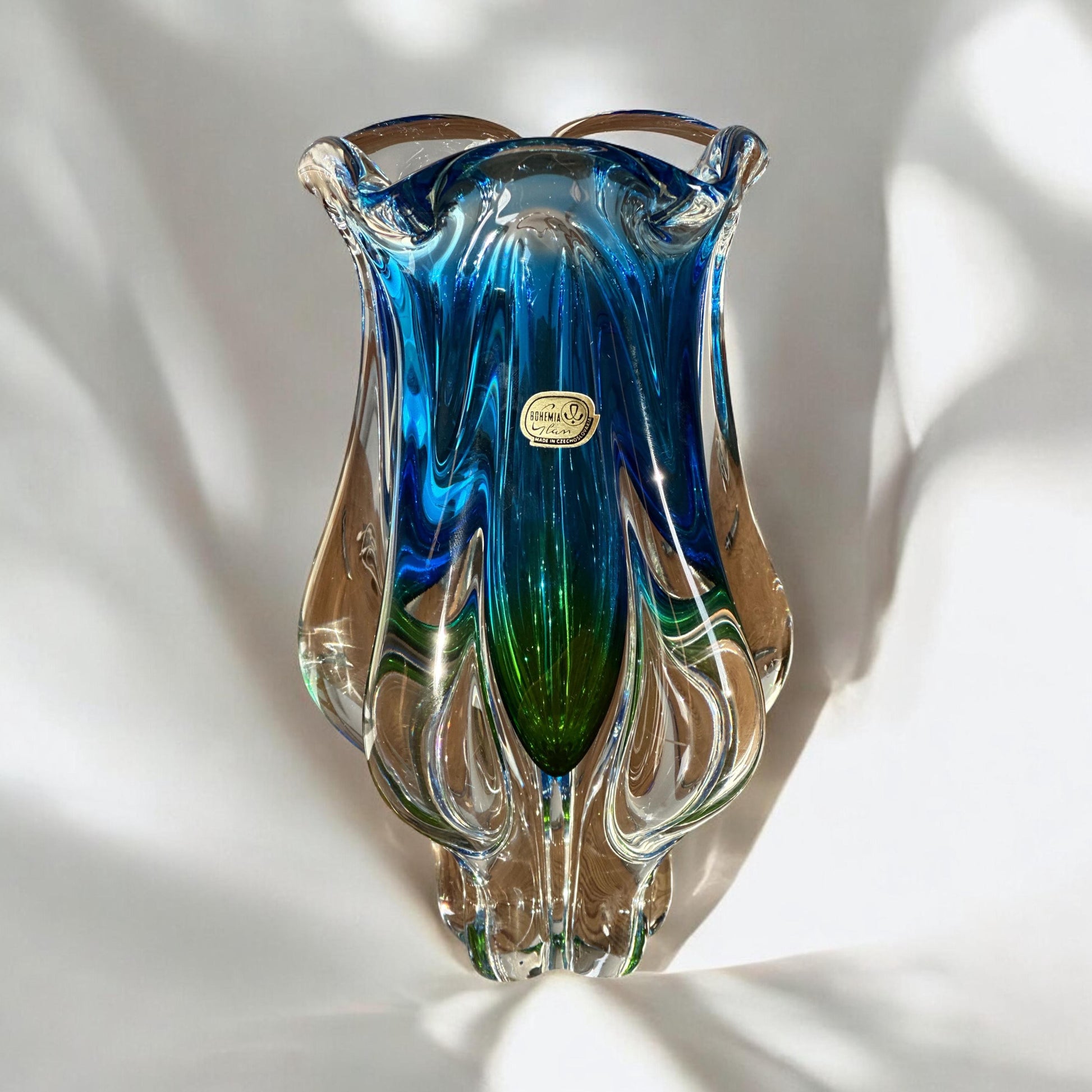 Bohemia Art Glass Vase By Jozef Hospodka Chribska Glassworks Czechoslovakia 1960s