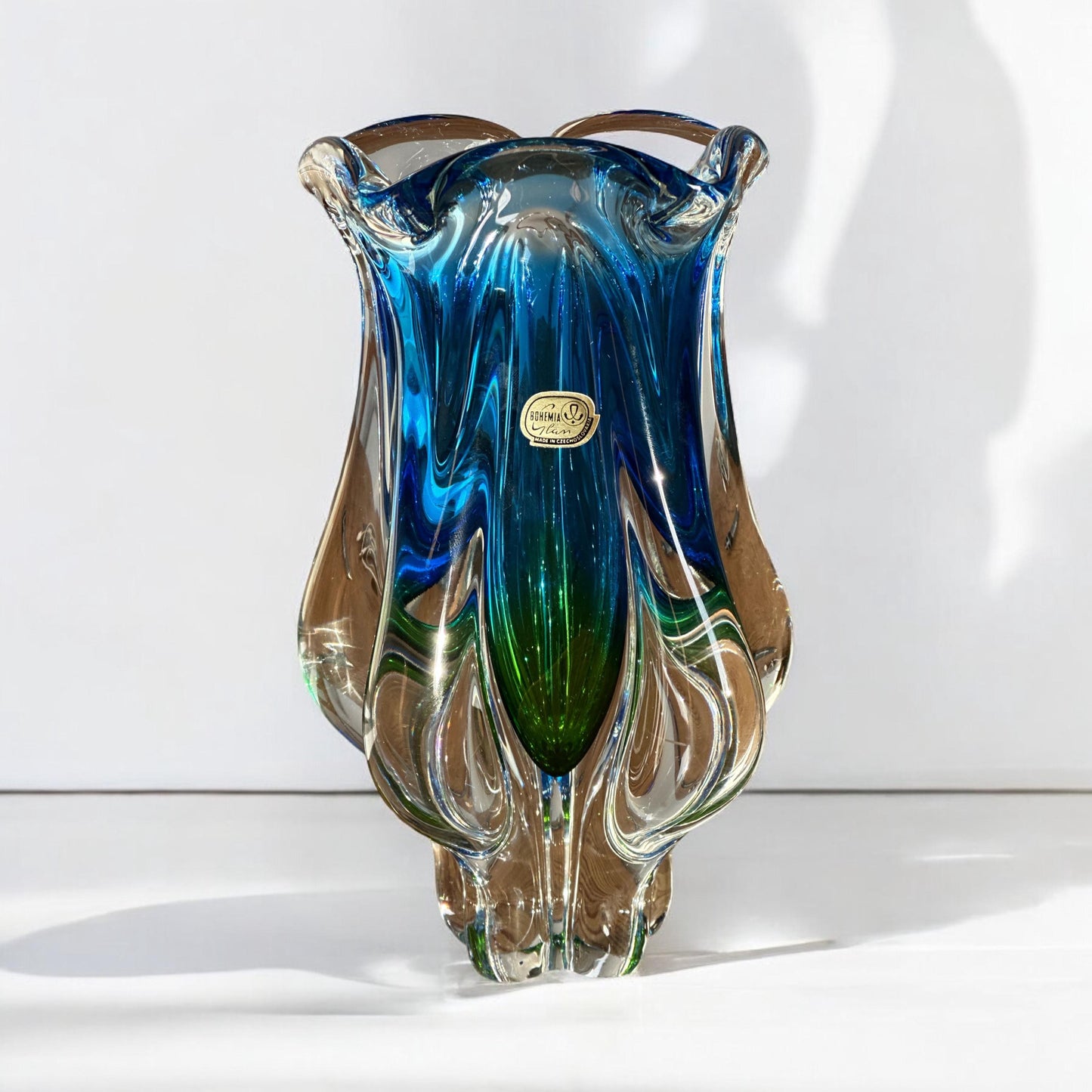 Bohemia Art Glass Vase By Jozef Hospodka Chribska Glassworks Czechoslovakia 1960s