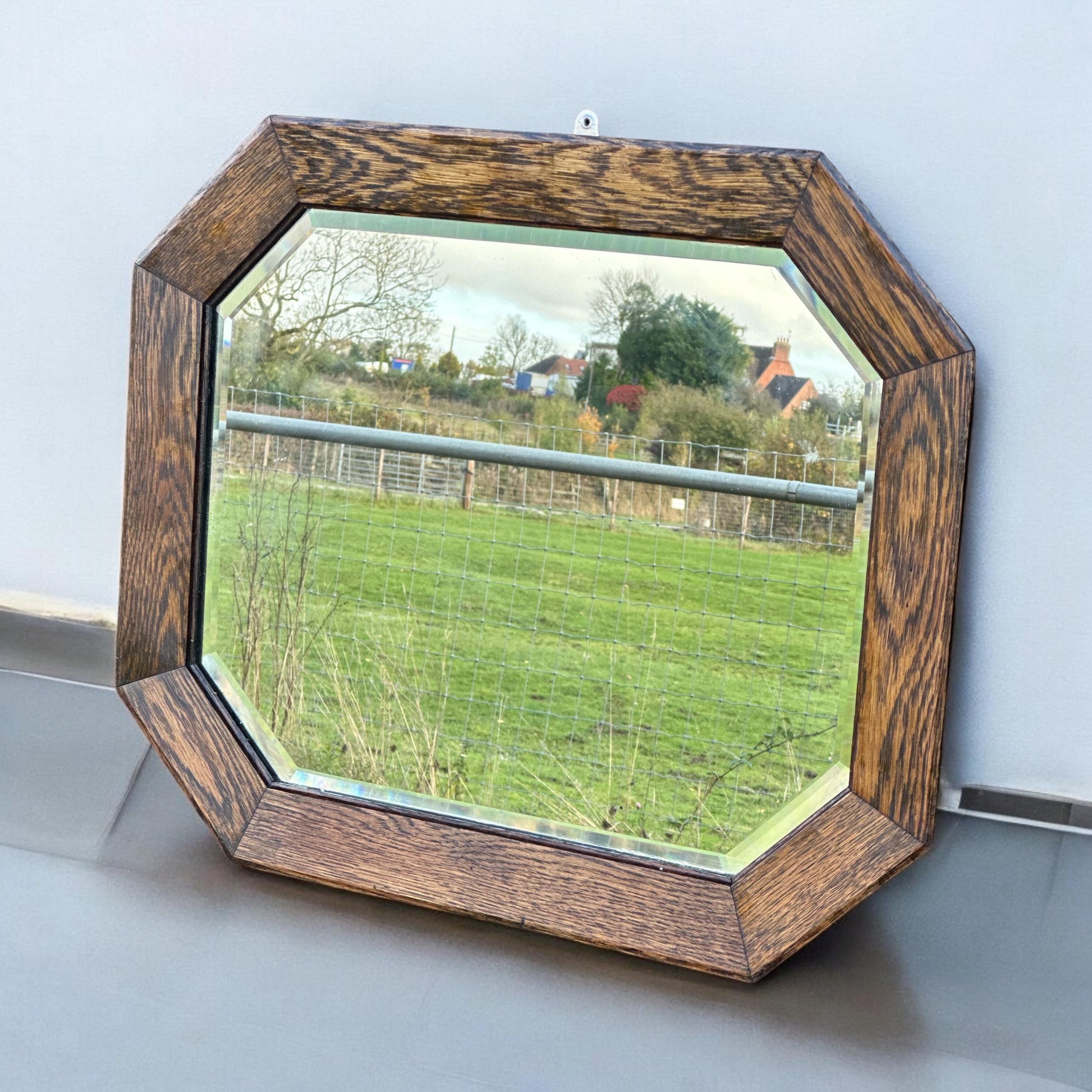 ArcWall Mirror 19th / early 20th Century with Oak Frame Art and Craft Victorian