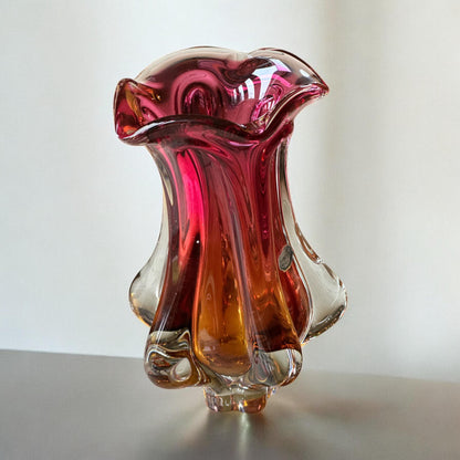 Bohemia Art Glass Vase By Jozef Hospodka Chribska Glassworks Czechoslovakia 1960s