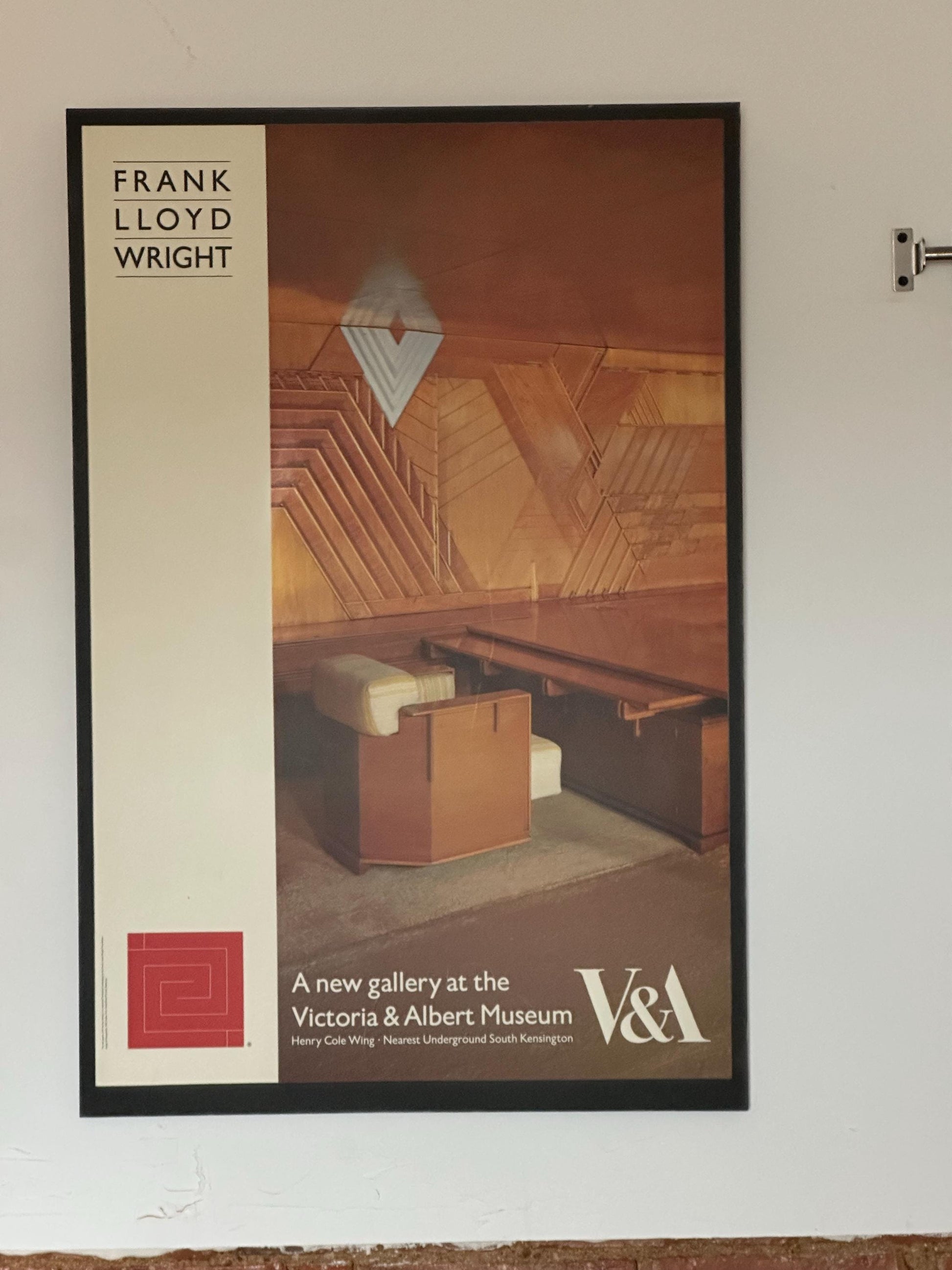 Vintage Frank Lloyd Wright Poster The Kaufmann Office Victoria and Albert Museum 1974