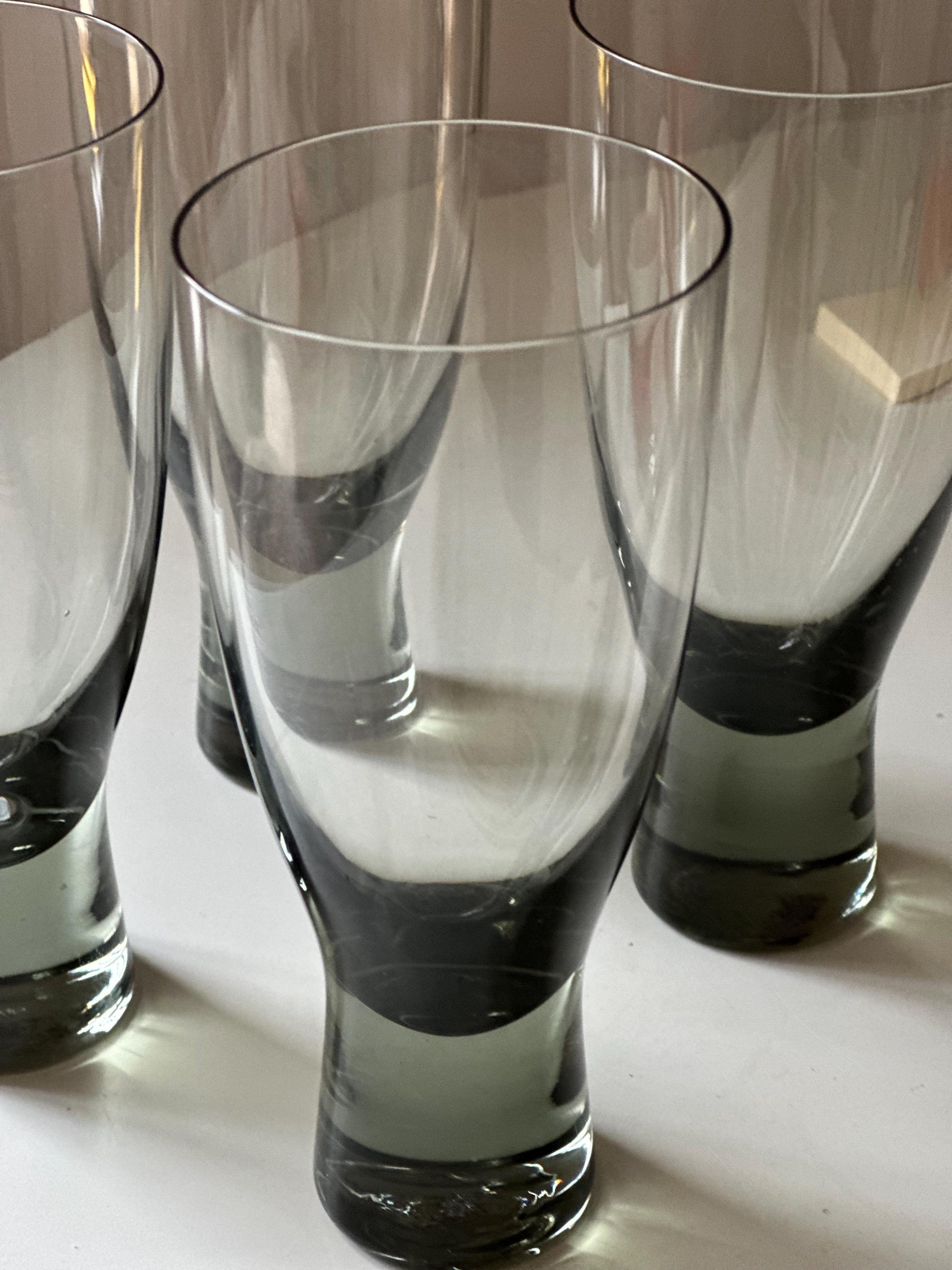 4 Per Lutken Holmegaard Canada Wine Glasses in Smoke Grey