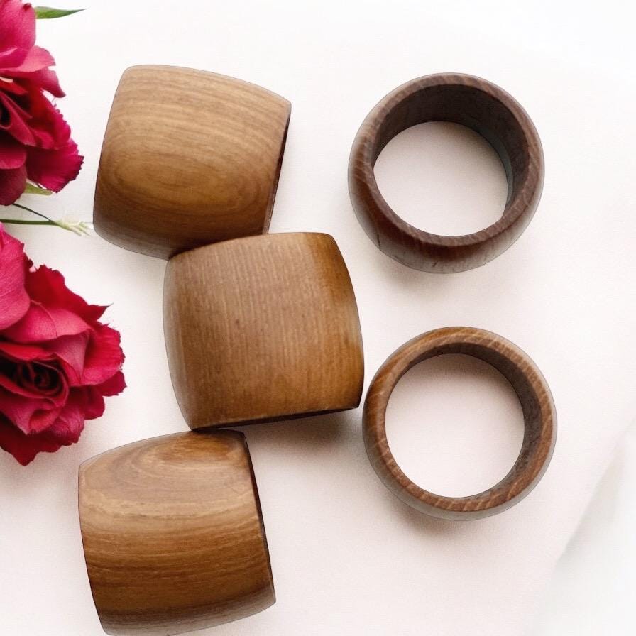 Midcentury Teak Napkin Rings. Danish Scandinavian Homeware