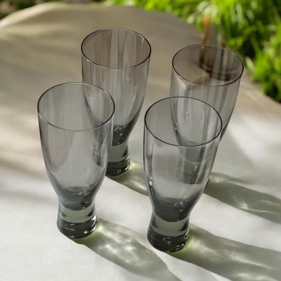 4 Per Lutken Holmegaard Canada Wine Glasses in Smoke Grey