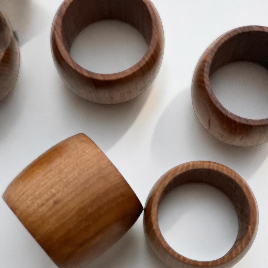 Midcentury Teak Napkin Rings. Danish Scandinavian Homeware