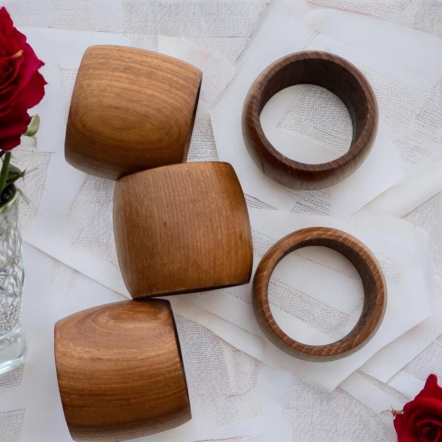 Midcentury Teak Napkin Rings. Danish Scandinavian Homeware