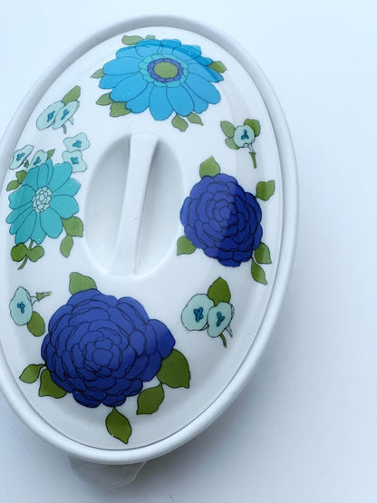 Pillivuyt French Porcelain Covered Casserole Dish 1970s with Serving Plate Rare Illustration