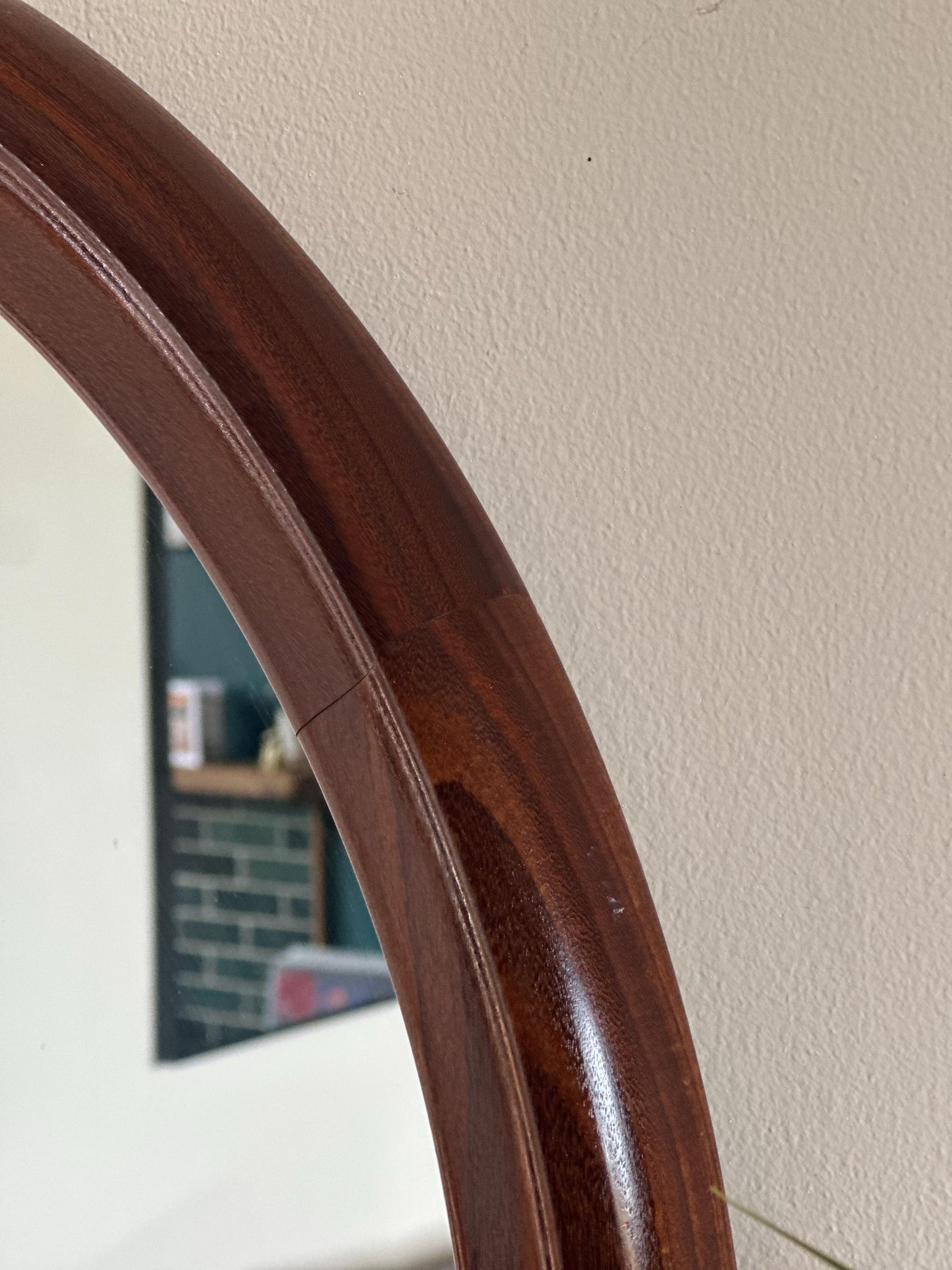Vintage Round Solid Teak Wall Mirror 1960s 70s