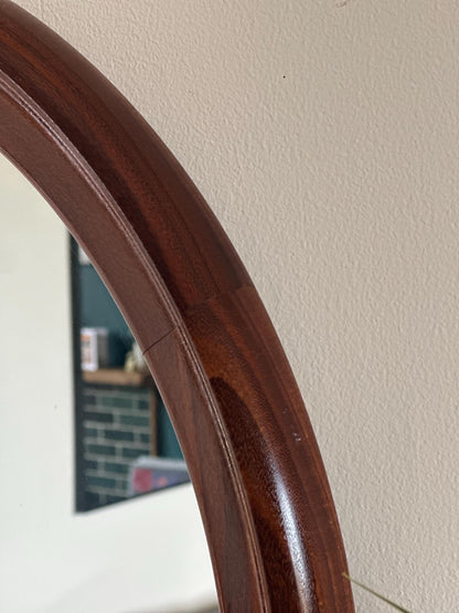 Vintage Round Solid Teak Wall Mirror 1960s 70s