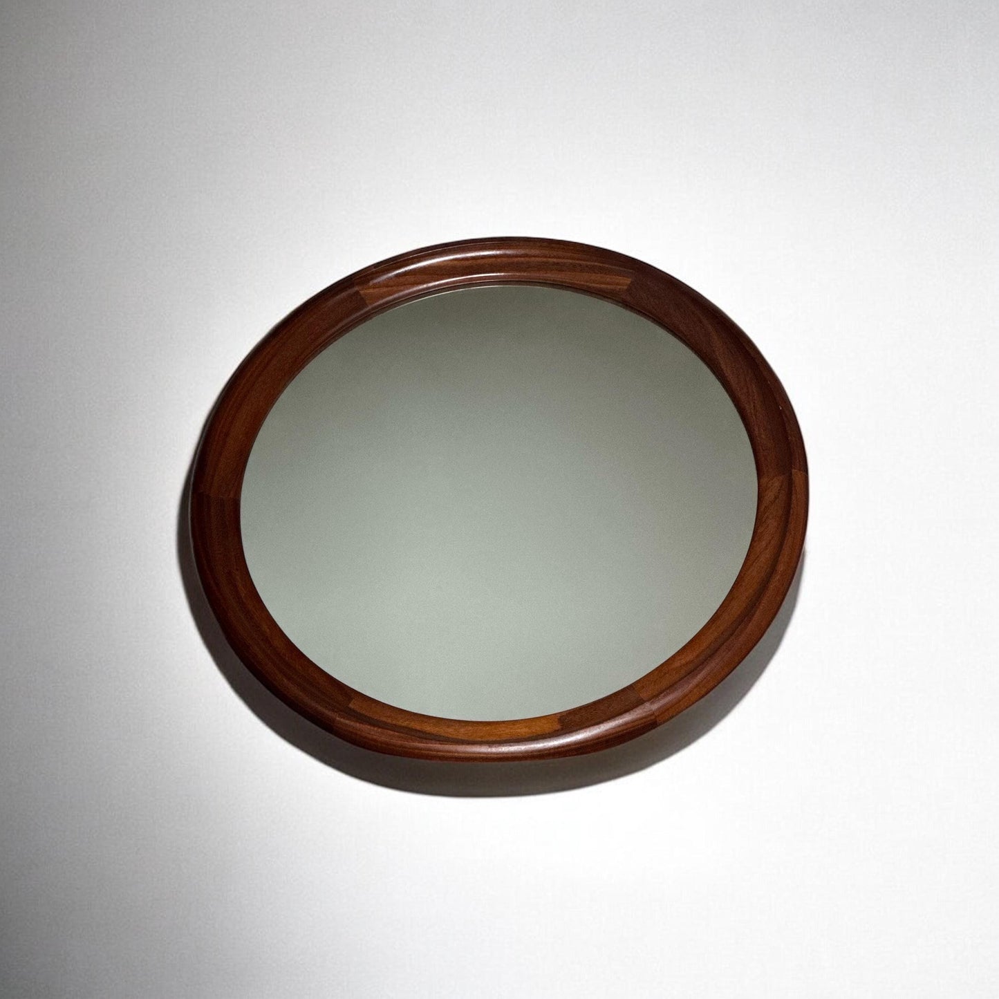 Vintage Round Solid Teak Wall Mirror 1960s 70s