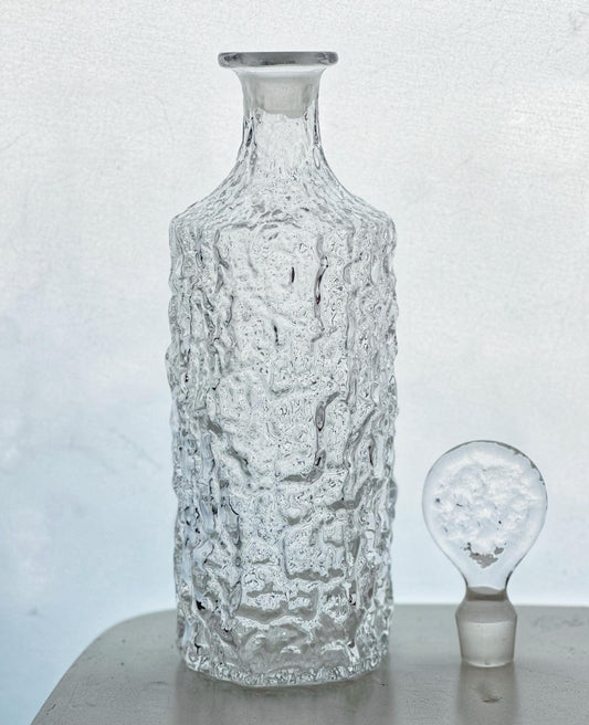 Whitefriars Scandinavian Glacier Finish Decanter Hand Ground Stopper 1970s