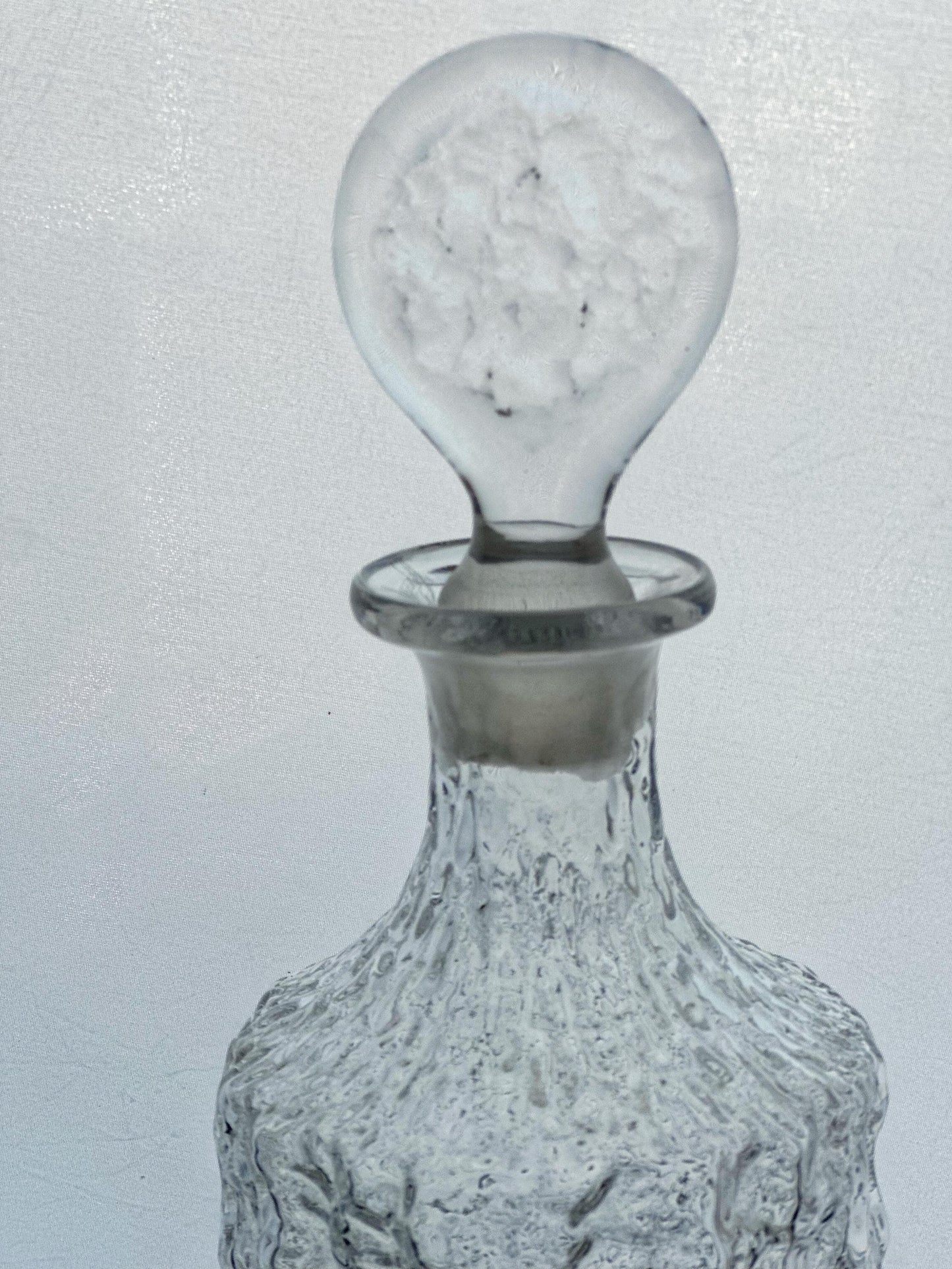 Whitefriars Scandinavian Glacier Finish Decanter Hand Ground Stopper 1970s