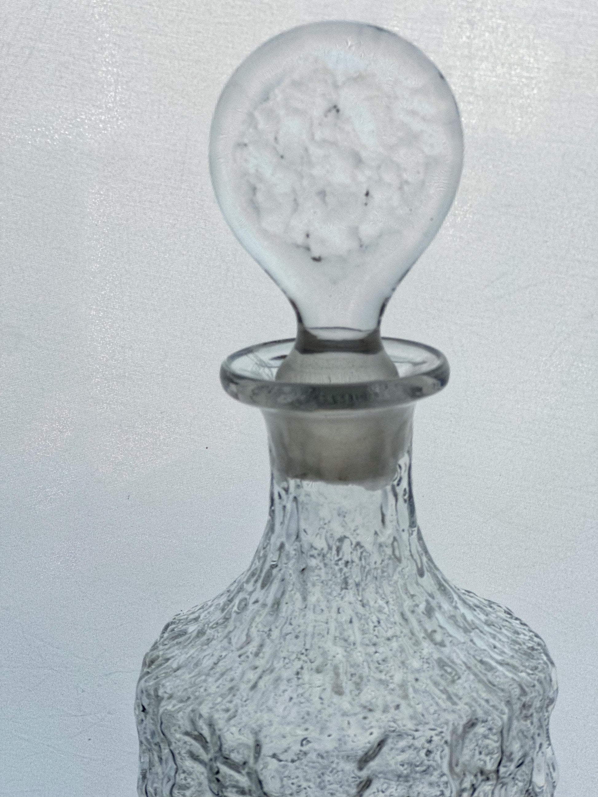 Whitefriars Scandinavian Glacier Finish Decanter Hand Ground Stopper 1970s