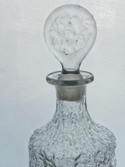Whitefriars Scandinavian Glacier Finish Decanter Hand Ground Stopper 1970s