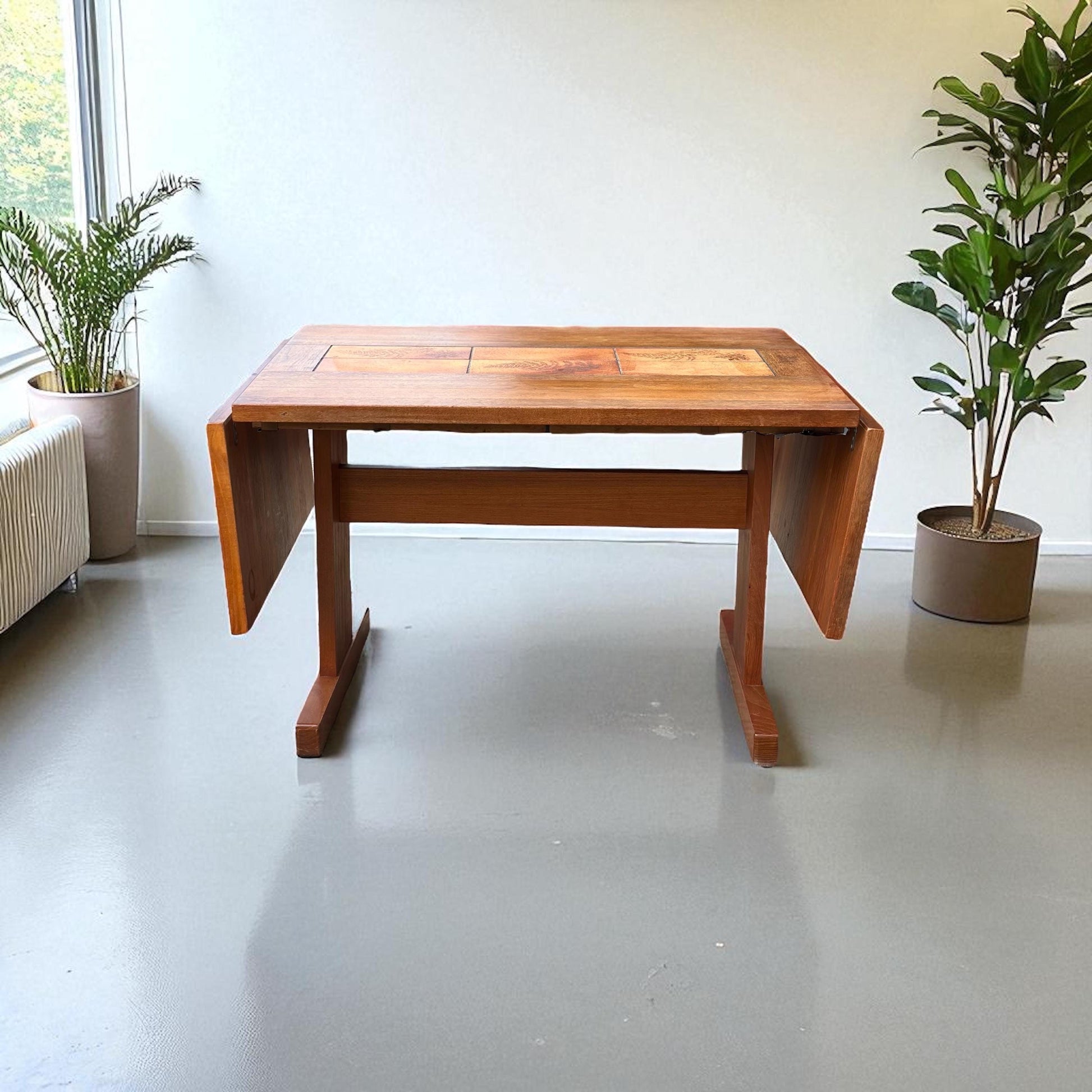 Large Dropleaf Dining Table with Tile Inset by Gangso Moble 1970s Poul Hermann Poulsen Design*