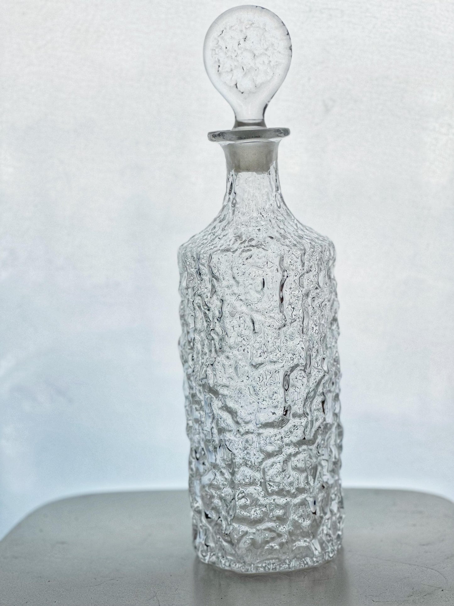 Whitefriars Scandinavian Glacier Finish Decanter Hand Ground Stopper 1970s