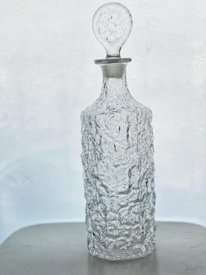 Whitefriars Scandinavian Glacier Finish Decanter Hand Ground Stopper 1970s