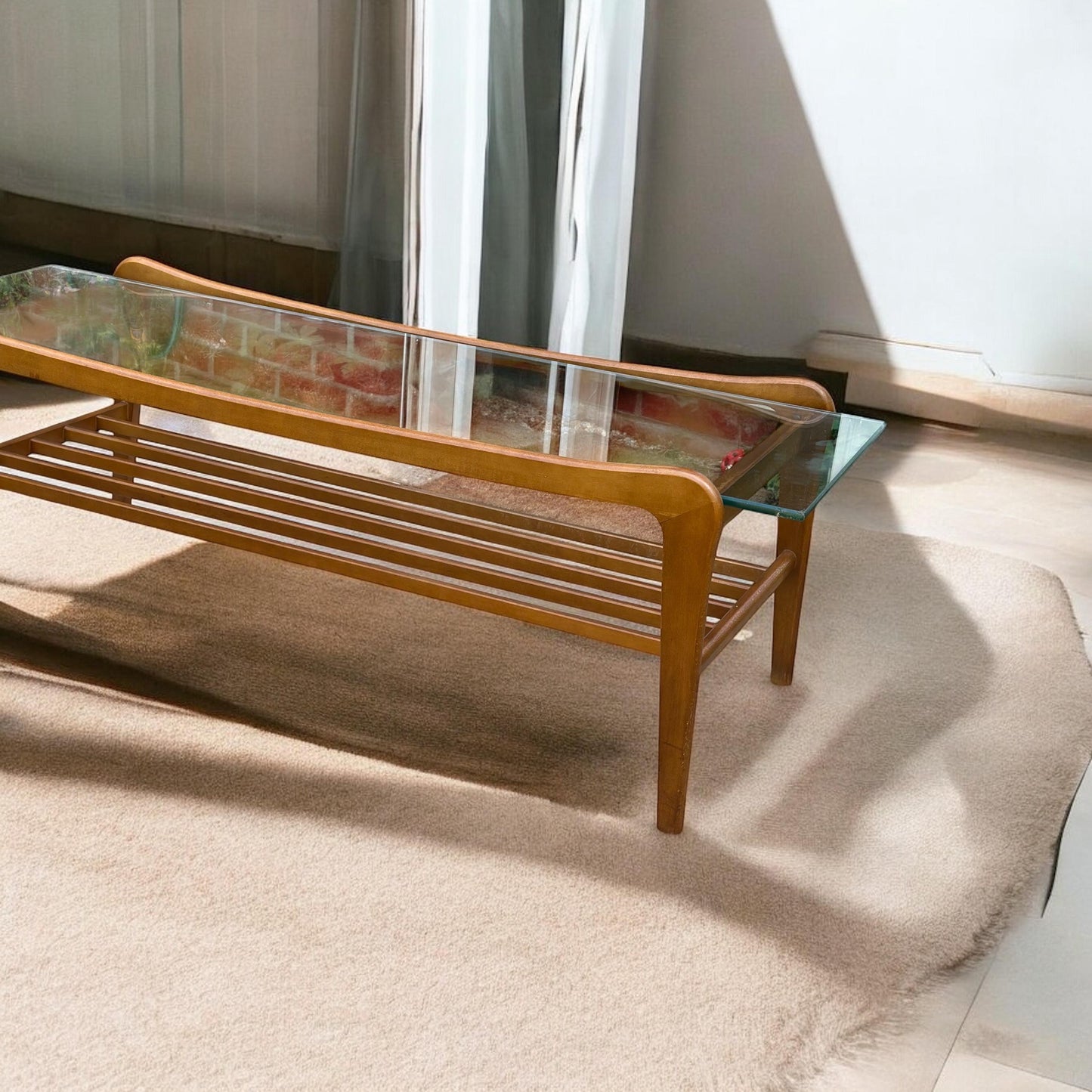 Midcentury GPlan Teak Coffee Table with Glass Top