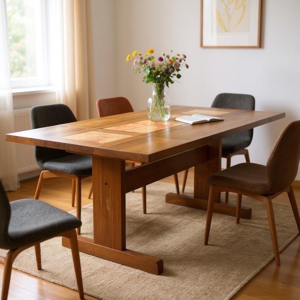 Large Dropleaf Dining Table with Tile Inset by Gangso Moble 1970s Poul Hermann Poulsen Design*