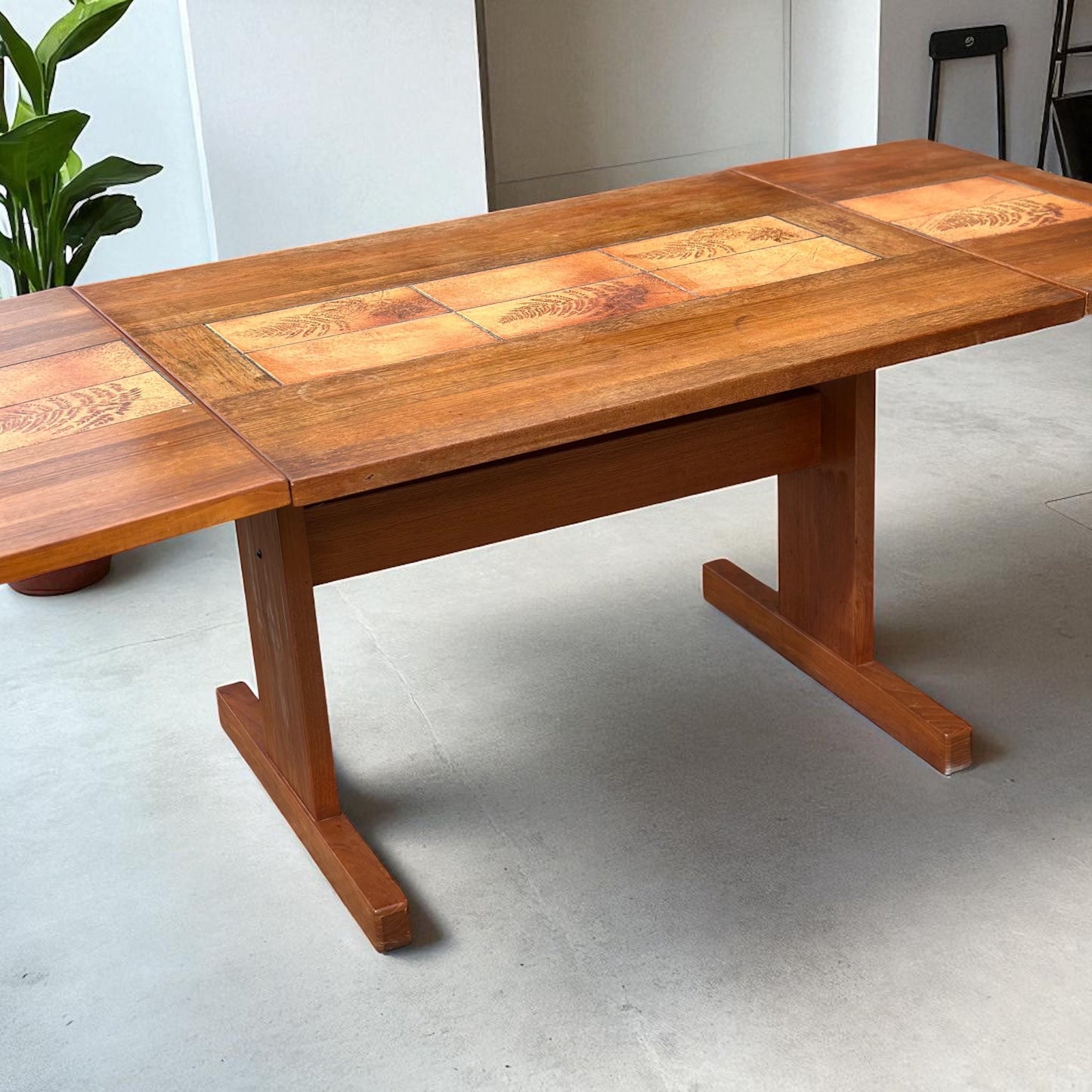 Large Dropleaf Dining Table with Tile Inset by Gangso Moble 1970s Poul Hermann Poulsen Design*