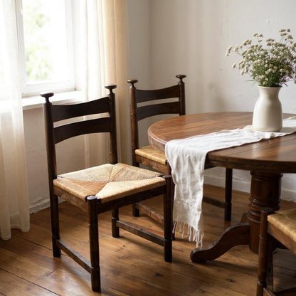Asko Sisal Weave Chairs in Rosewood, Finland, 1960's Papercord Dining Chairs set of 2 Vintage Scandinavian Design Chairs