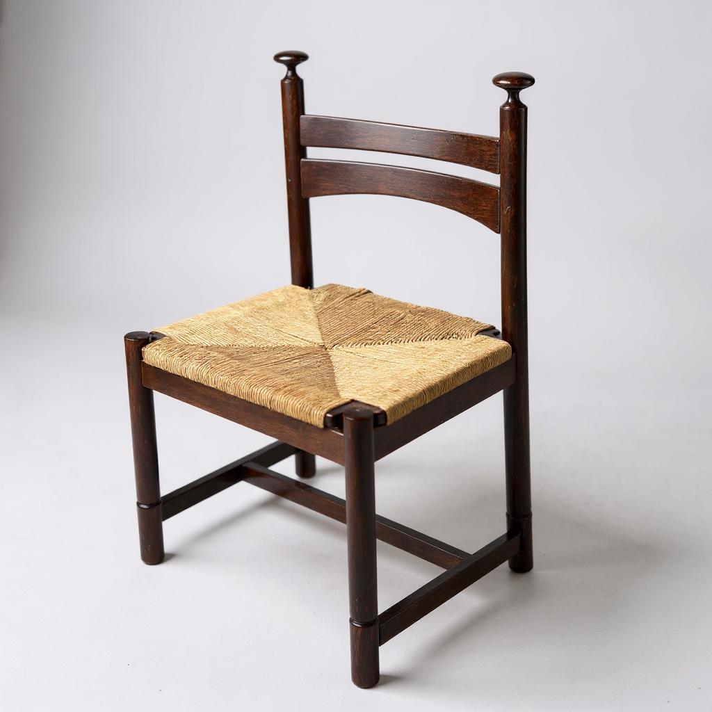 Asko Sisal Weave Chairs in Rosewood, Finland, 1960's Papercord Dining Chairs set of 2 Vintage Scandinavian Design Chairs