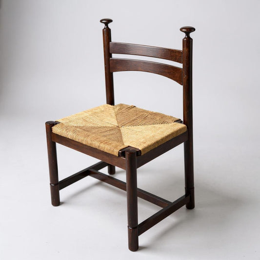 Asko Sisal Weave Chairs in Rosewood, Finland, 1960's Papercord Dining Chairs set of 2 Vintage Scandinavian Design Chairs