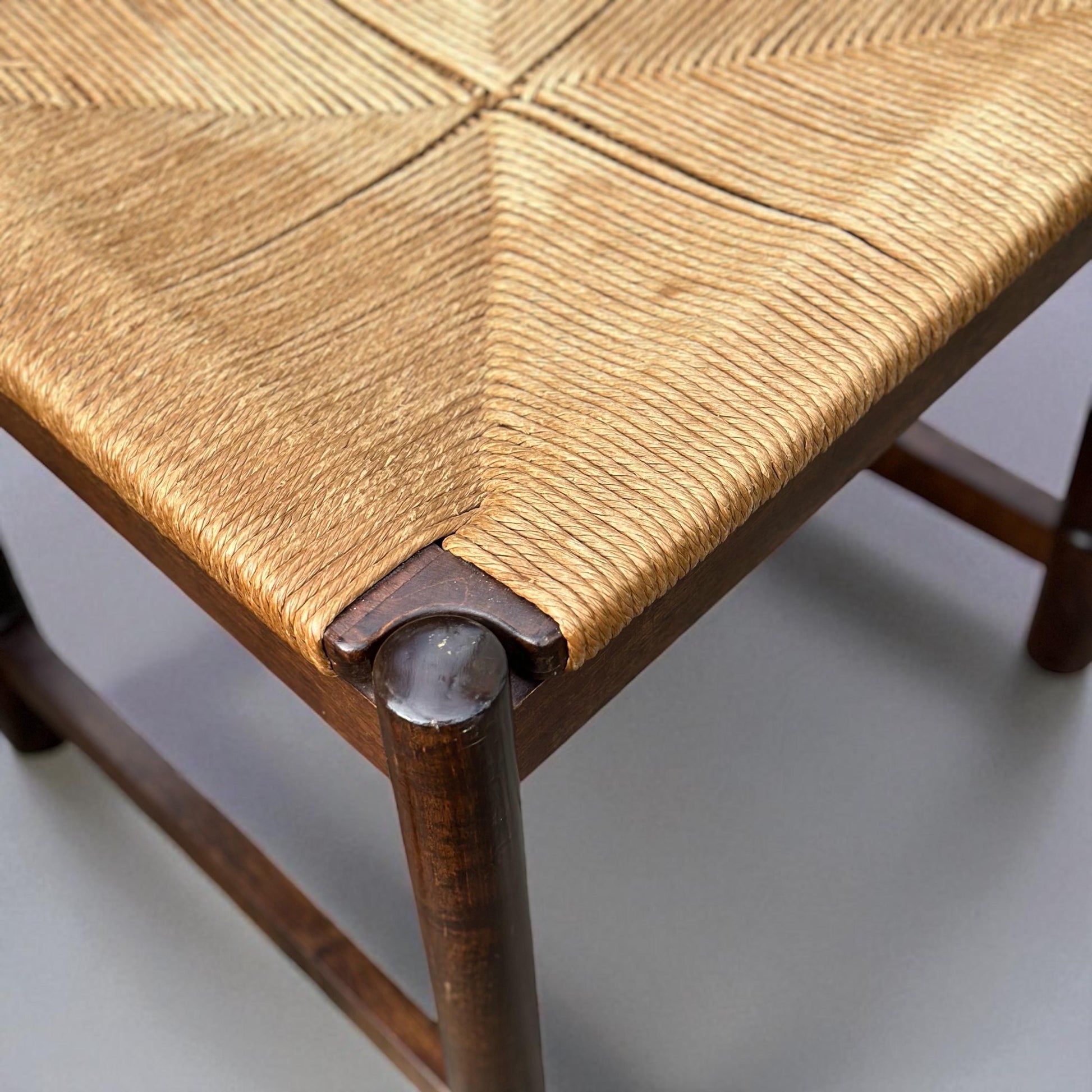 Asko Sisal Weave Chairs in Rosewood, Finland, 1960's Papercord Dining Chairs set of 2 Vintage Scandinavian Design Chairs