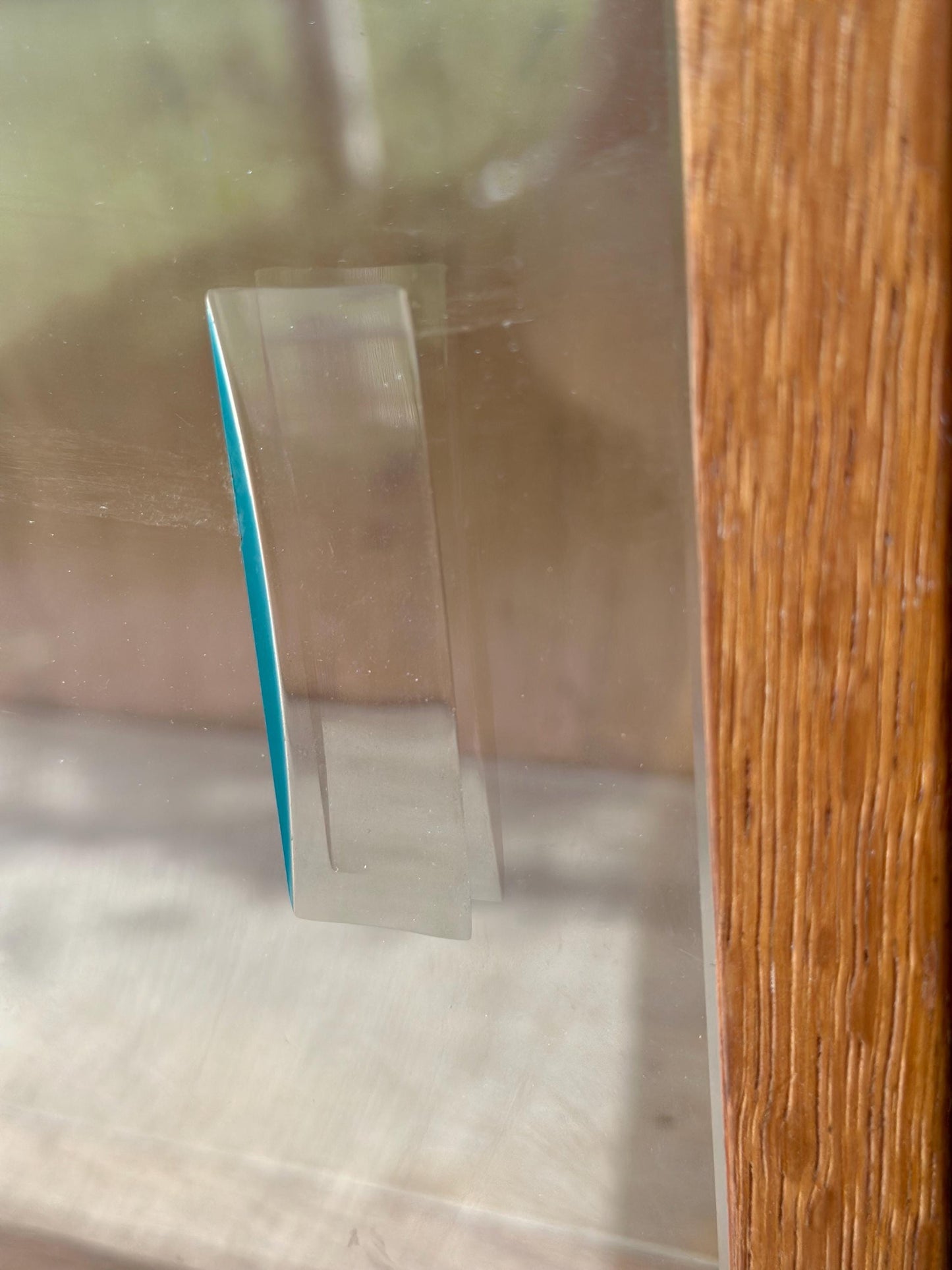 Mid-Century Minty Oxford Bookcase with Sliding Glass Doors in Light Oak